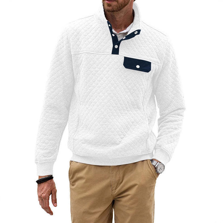 Men's sporty fleece pullover with practical zip and button placket Lisslune