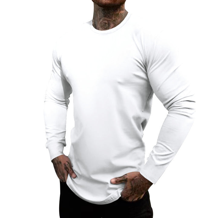 Men's long-sleeve T-shirt made of cotton blend with elastic fit and moisture-wicking technology Lisslune
