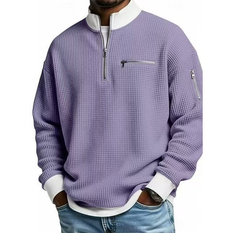 Men's sweatshirt with high collar and practical zipper Lisslune