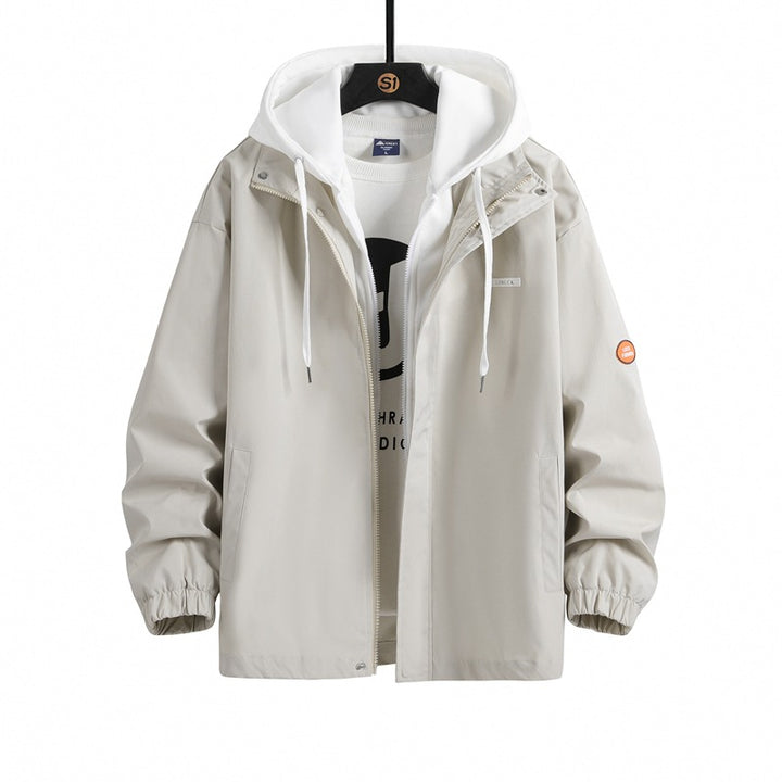 Men's Lightweight Windbreaker with Adjustable Hood Collar Lisslune