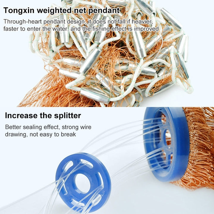 Lisslune | American Easy Throw Cast Net Fishing Mesh Fishing Tackle