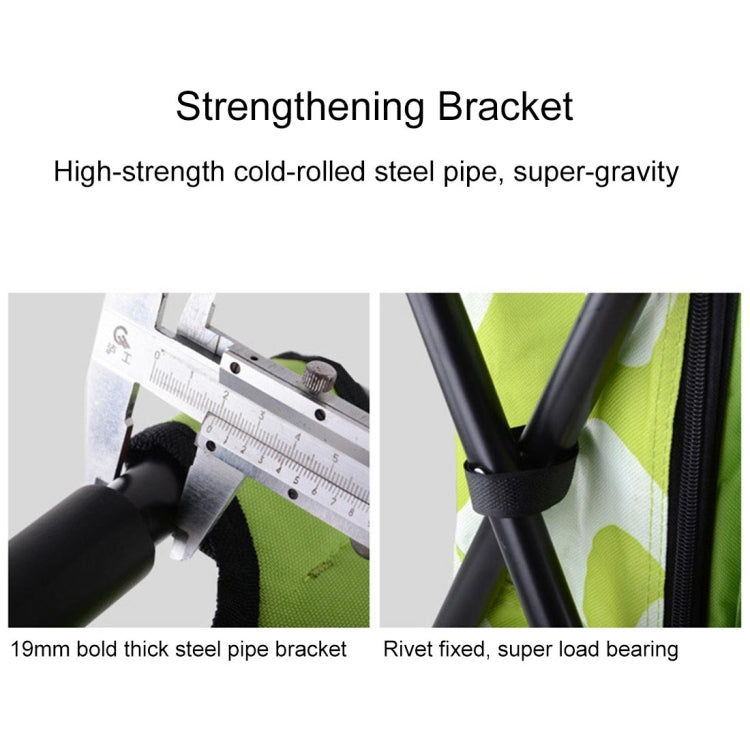 Lisslune | Outdoor portable foldable camping chair lightweight fishing beach chair stainless steel tube folding chair with cooler bag (Green)
