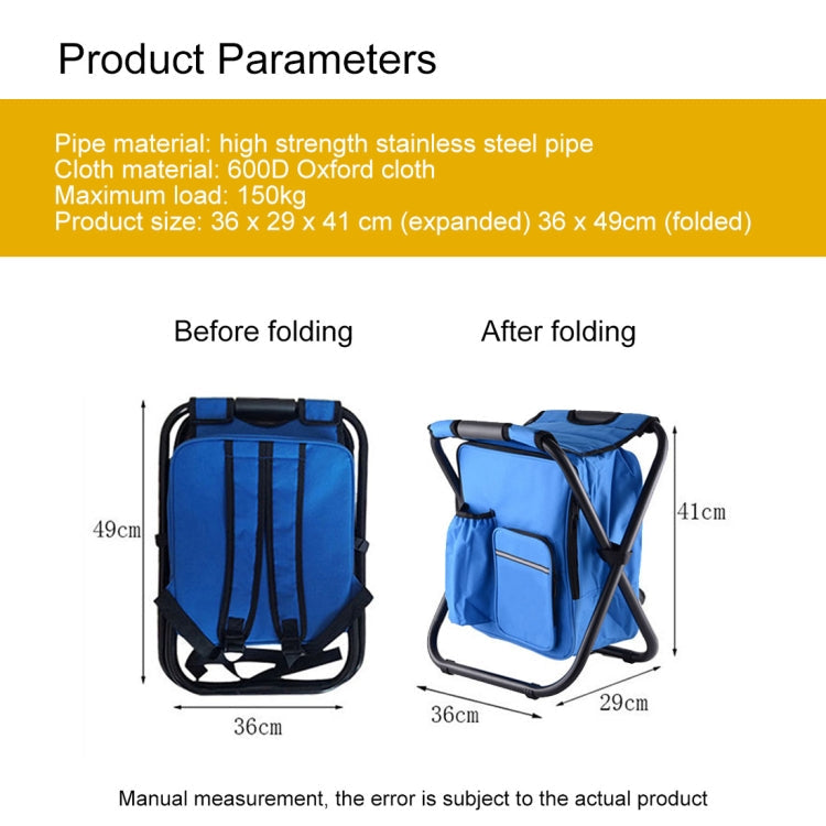 Lisslune | Outdoor portable foldable camping chair lightweight fishing beach chair stainless steel tube folding chair with cooler bag (Green)