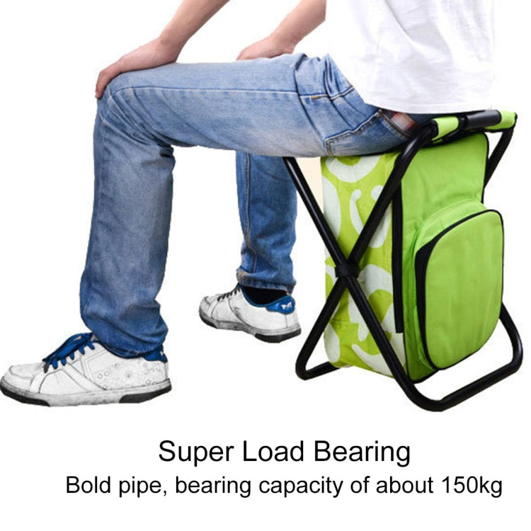Lisslune | Outdoor portable foldable camping chair lightweight fishing beach chair stainless steel tube folding chair with cooler bag (Green)