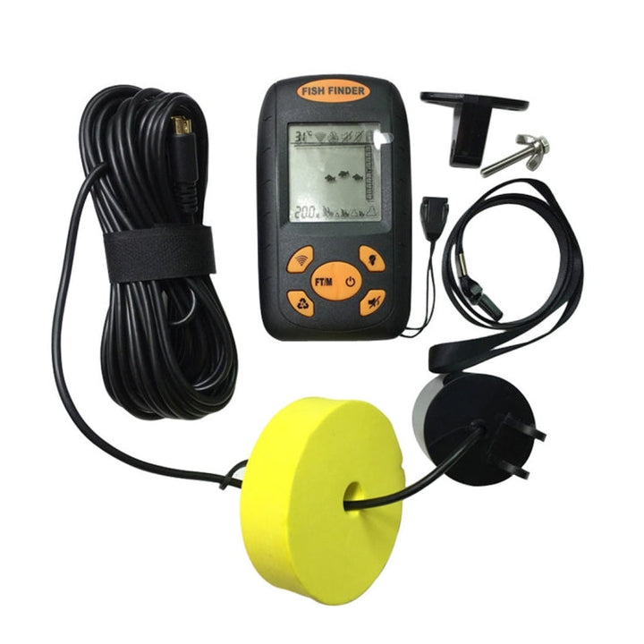 Lisslune | Portable Ultrasonic Fish Finder, Water Depth & Temperature Fish Finder with Wired Sonar Sensor and LCD Display