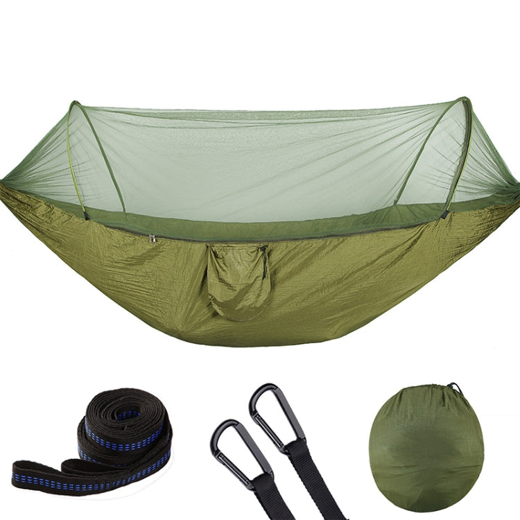 Lisslune | Portable Outdoor Camping Fully Automatic Nylon Parachute Hammock with Mosquito Nets, Size: 290 x 140cm (Army Green)