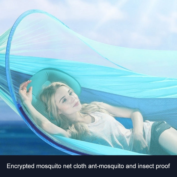 Lisslune | Portable Outdoor Camping Fully Automatic Nylon Parachute Hammock with Mosquito Nets, Size: 290 x 140cm (Army Green)