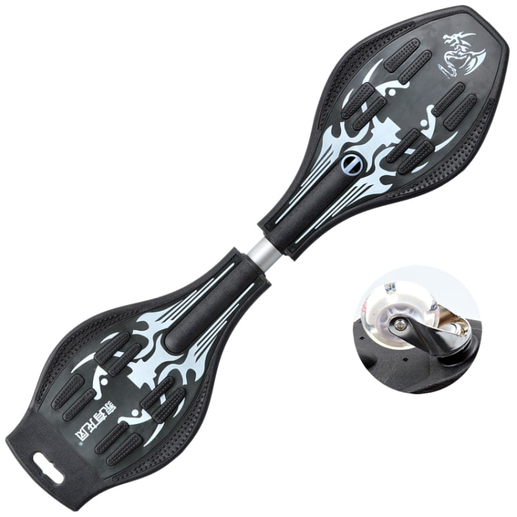 Lisslune | Fashion Vulkan Pattern Two-Wheeled Skateboard Glowing Lightning Wheel Vitality Board(Black)