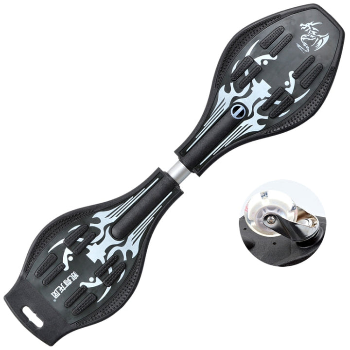 Lisslune | Fashion Vulkan Pattern Two-Wheeled Skateboard Glowing Lightning Wheel Vitality Board(Black)