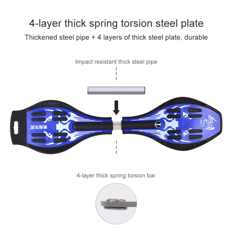 Lisslune | Fashion Vulkan Pattern Two-Wheel Skateboard Blazing Flash Wheel Vitality Board (Blue)