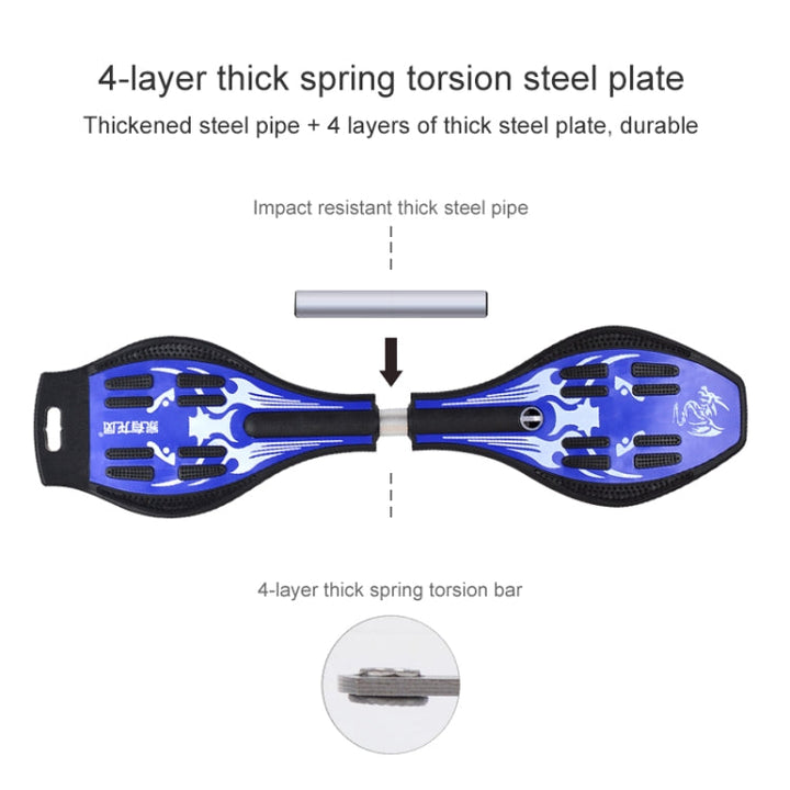 Lisslune | Fashion Vulkan Pattern Two-Wheel Skateboard Blazing Flash Wheel Vitality Board (Blue)