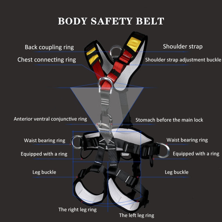 Lisslune | XINDA XDA9516 Outdoor Climbing Polyester High-Strength Rope Adjustable Descender Full-Body Safety Harness