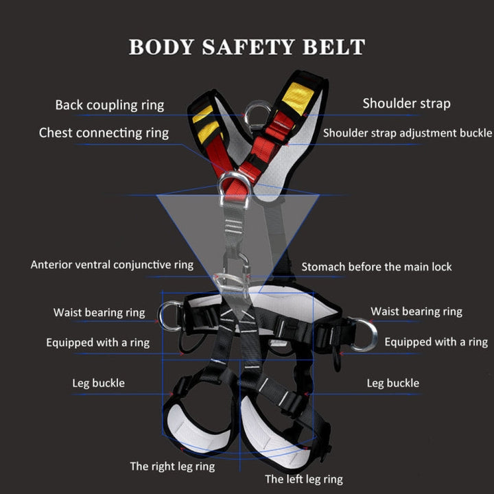 Lisslune | XINDA XDA9516 Outdoor Climbing Polyester High-Strength Rope Adjustable Descender Full-Body Safety Harness