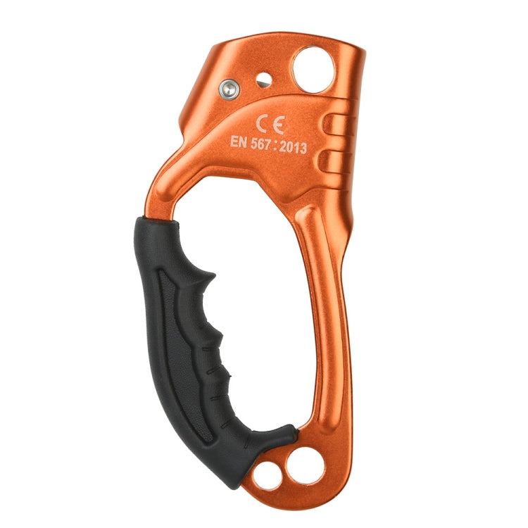 Lisslune | XINDA TP-8606 Outdoor Climbing Air Work Anti-Fall Handheld Rope Gripper for 8-12mm Diameter Rope Right (Orange)