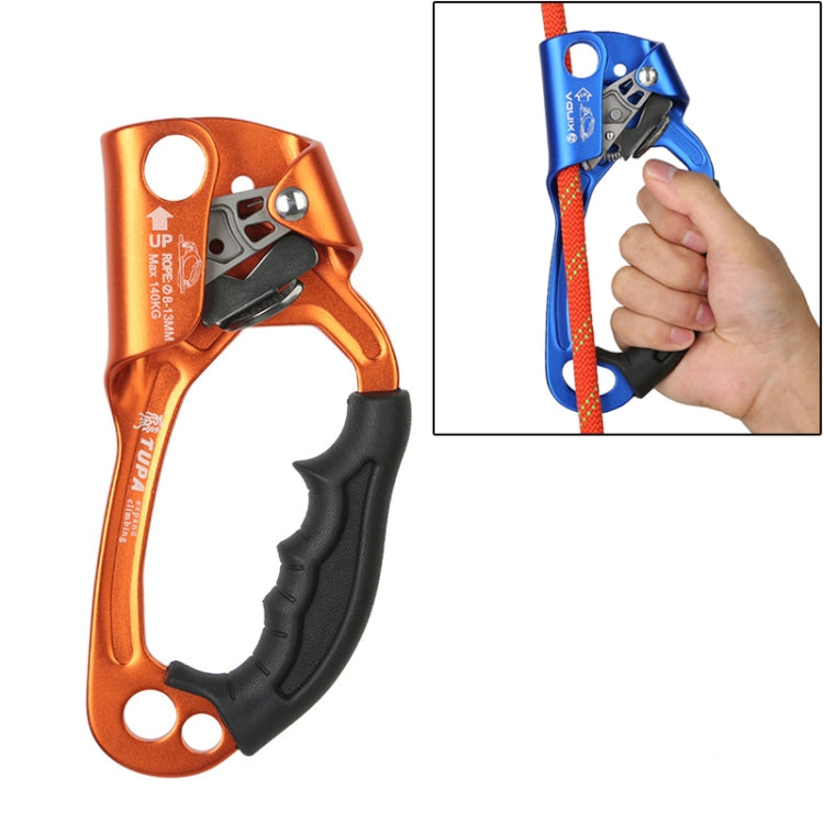 Lisslune | XINDA TP-8606 Outdoor Climbing Air Work Anti-Fall Handheld Rope Gripper for 8-12mm Diameter Rope Right (Orange)