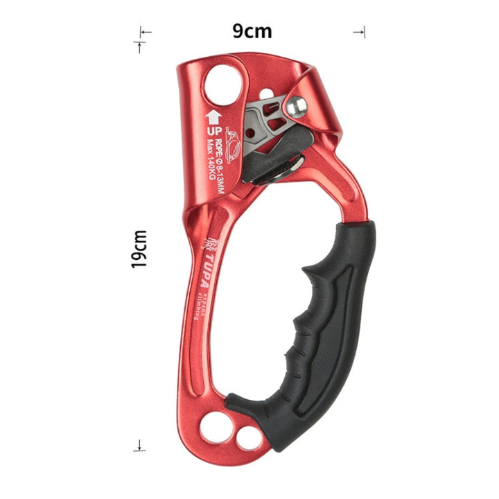 Lisslune | XINDA TP-8606 Outdoor Rock Climbing Air Work Anti-Fall Handheld Rope Gripper for 8-12mm Diameter Rope Right(Red)