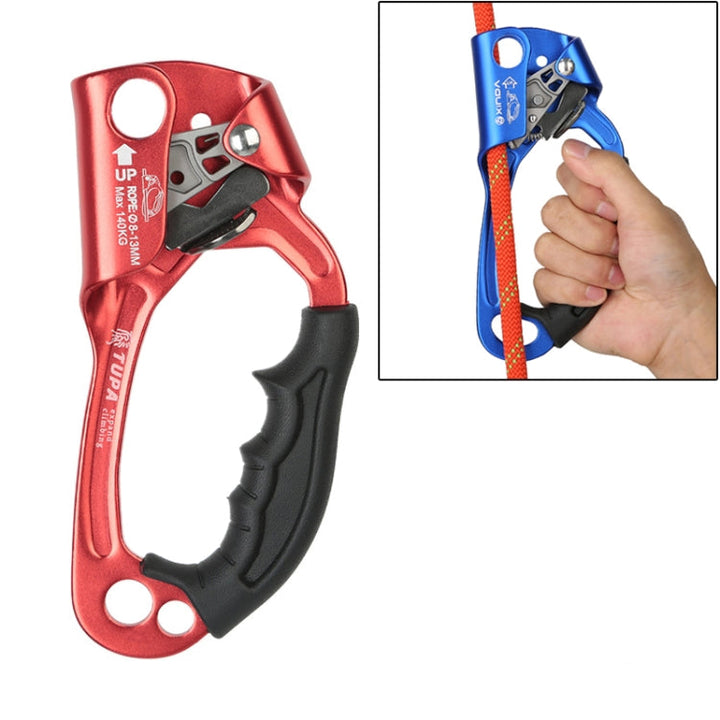 Lisslune | XINDA TP-8606 Outdoor Rock Climbing Air Work Anti-Fall Handheld Rope Gripper for 8-12mm Diameter Rope Right(Red)