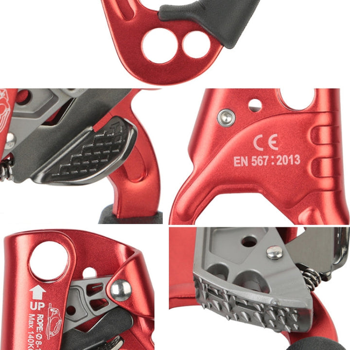 Lisslune | XINDA TP-8606 Outdoor Rock Climbing Air Work Anti-Fall Handheld Rope Gripper for 8-12mm Diameter Rope Right(Red)