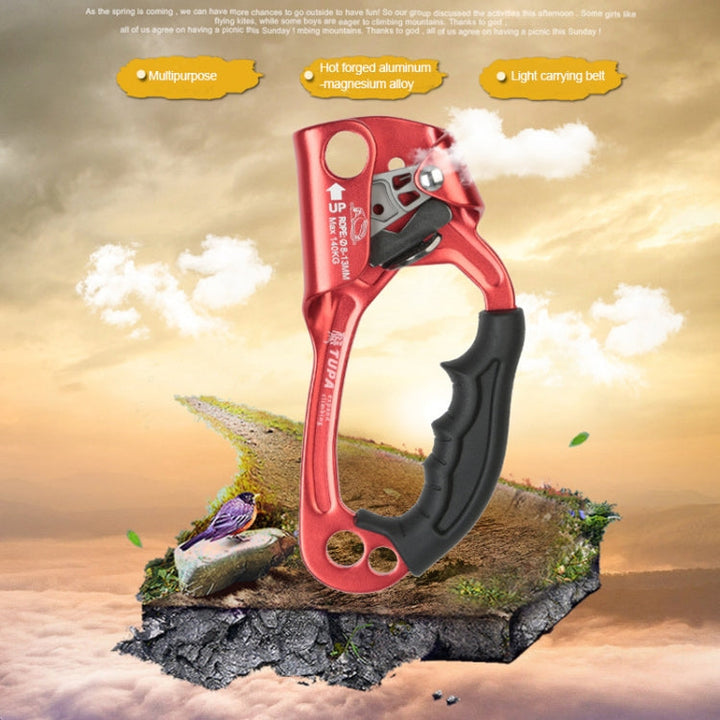 Lisslune | XINDA TP-8606 Outdoor Rock Climbing Air Work Anti-Fall Handheld Rope Gripper for 8-12mm Diameter Rope Right(Red)