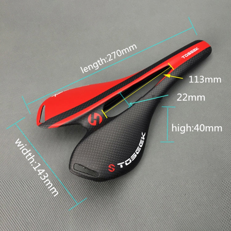 Lisslune | TOSEEK Road Bike Carbon Fiber Saddle Bicycle Hollow Saddle, 3K Texture + Lightweight (Red)