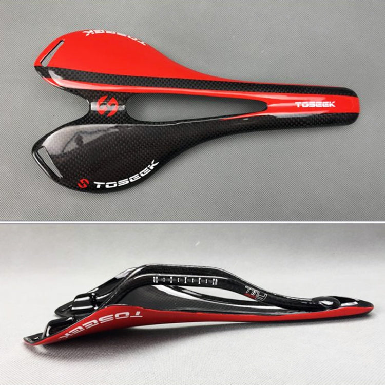 Lisslune | TOSEEK Road Bike Carbon Fiber Saddle Bicycle Hollow Saddle, 3K Texture + Lightweight (Red)
