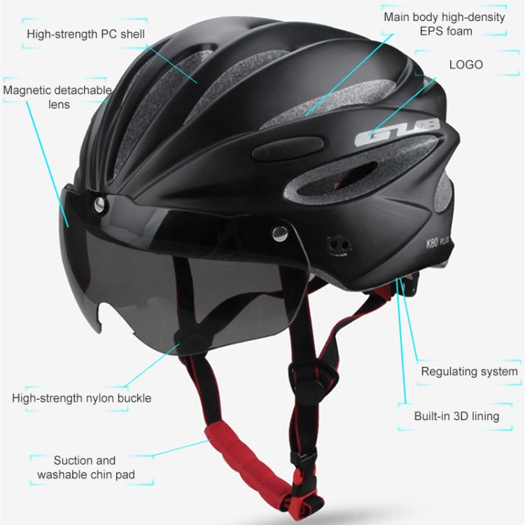Lisslune | GUB K80 Plus Bicycle Helmet with Visor and Glasses (Black)