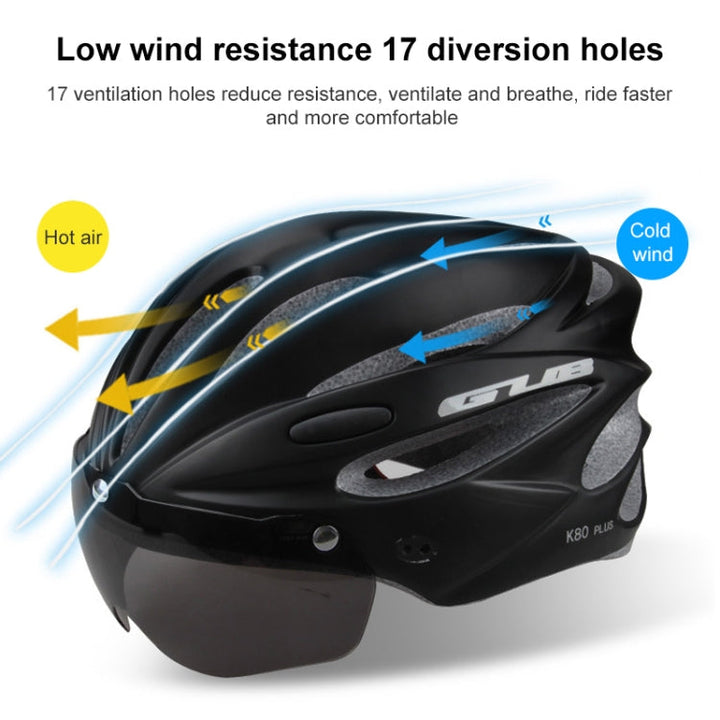 Lisslune | GUB K80 Plus Bicycle Helmet with Visor and Glasses (Black)