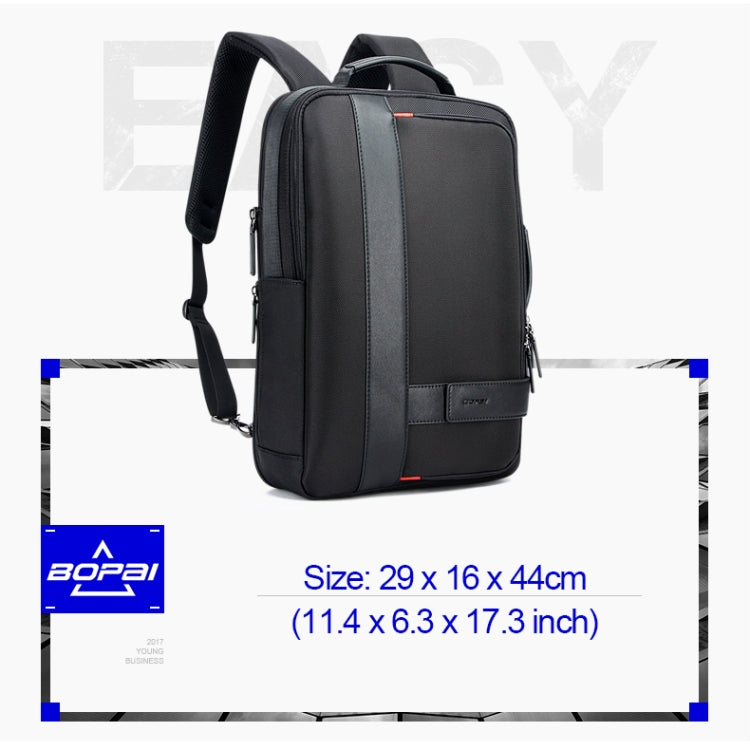 Lisslune | Bopai 751-006561 Large Capacity Business Casual Breathable Laptop Backpack with External USB Port, Size: 29 x 16 x 44 cm (Black)