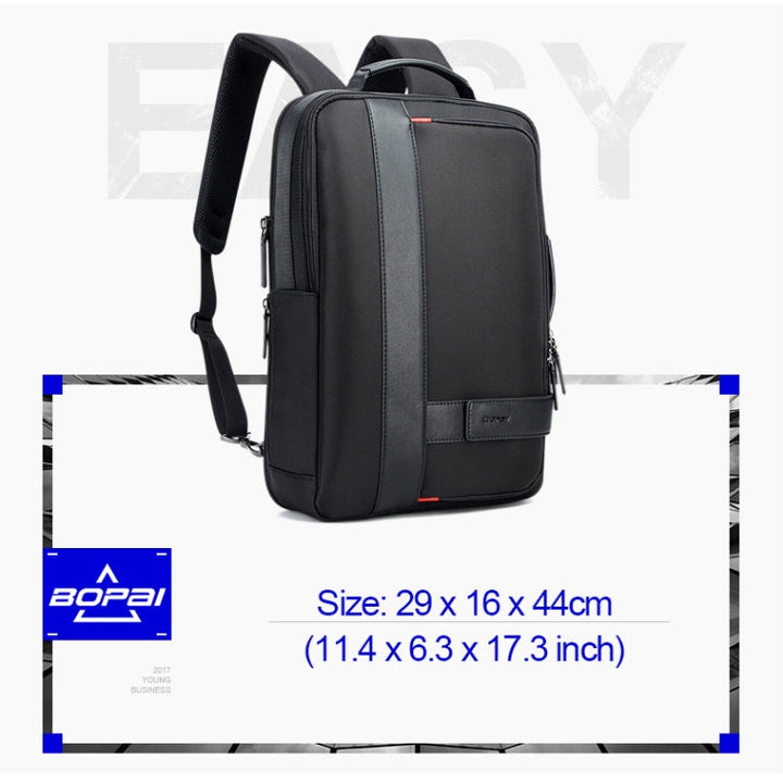 Lisslune | Bopai 751-006561 Large Capacity Business Casual Breathable Laptop Backpack with External USB Port, Size: 29 x 16 x 44 cm (Black)