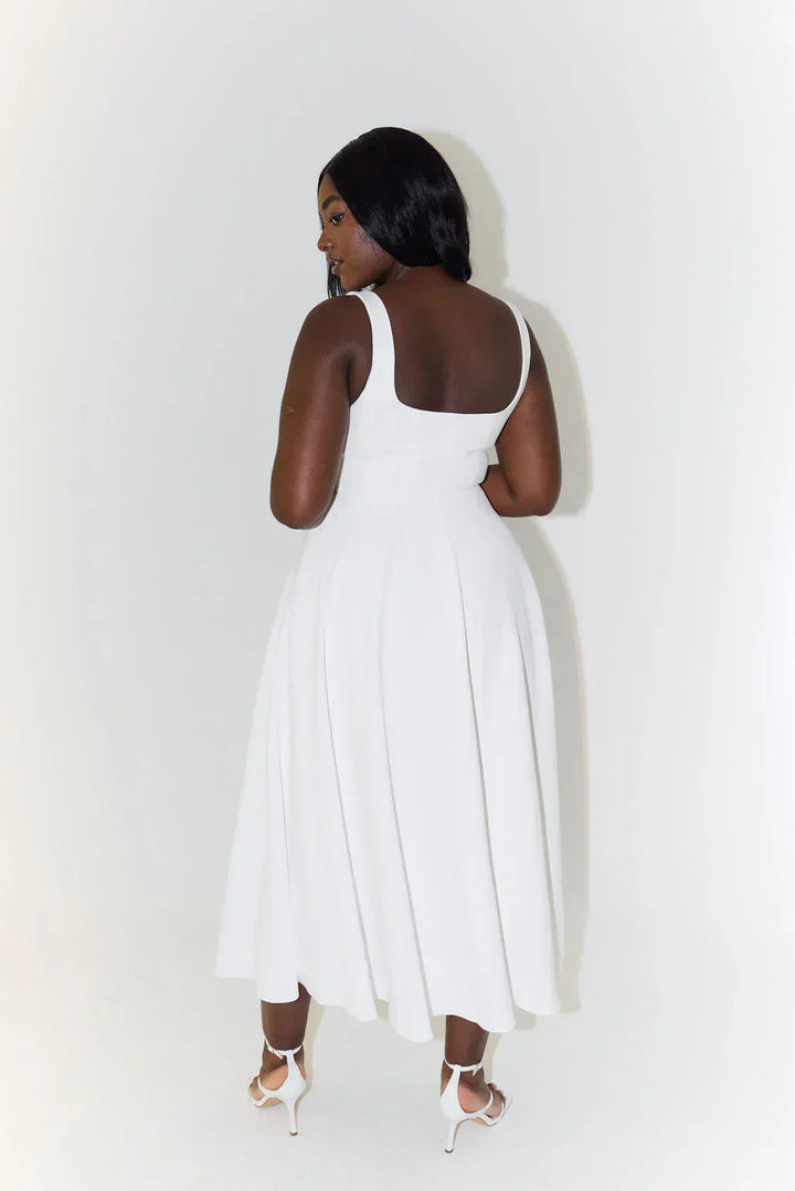 Lisslune | Midi Dress with High Waist and Square Neckline