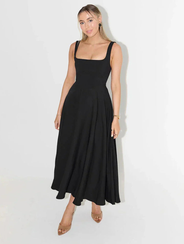 Lisslune | Midi Dress with High Waist and Square Neckline