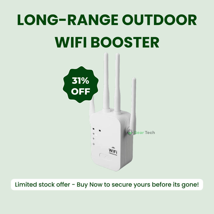 Lisslune | Long-Range Outdoor WiFi Booster | Dual-Band, 1200Mbps Speed for Total Coverage in Garden & Garage