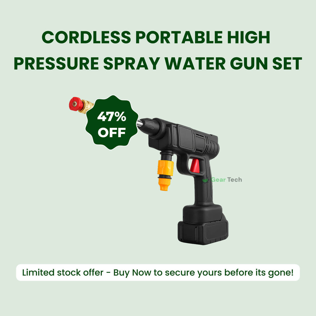 Lisslune | Cordless Portable High Pressure Spray Water Gun Set | Ideal for Cleaning Cars, Patios & Garden Furniture