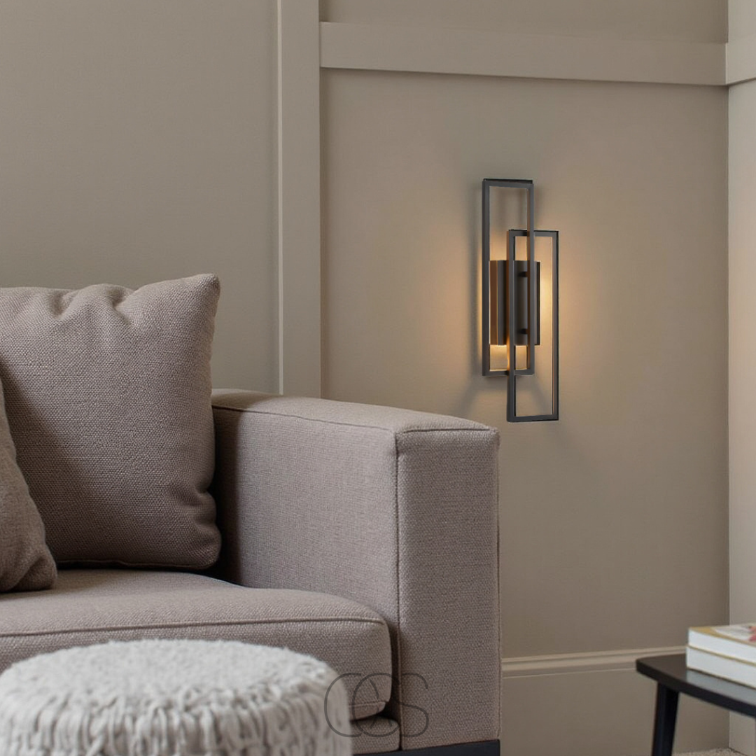 Lisslune | Modern Geometric LED Wall Light – Rectangle Design with Remote Dimming (Black or Copper Finish)