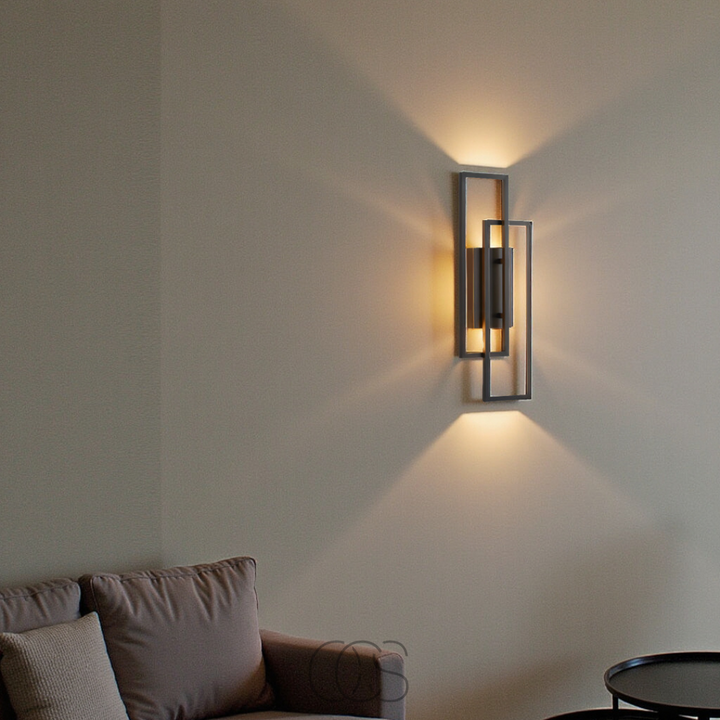 Lisslune | Modern Geometric LED Wall Light – Rectangle Design with Remote Dimming (Black or Copper Finish)