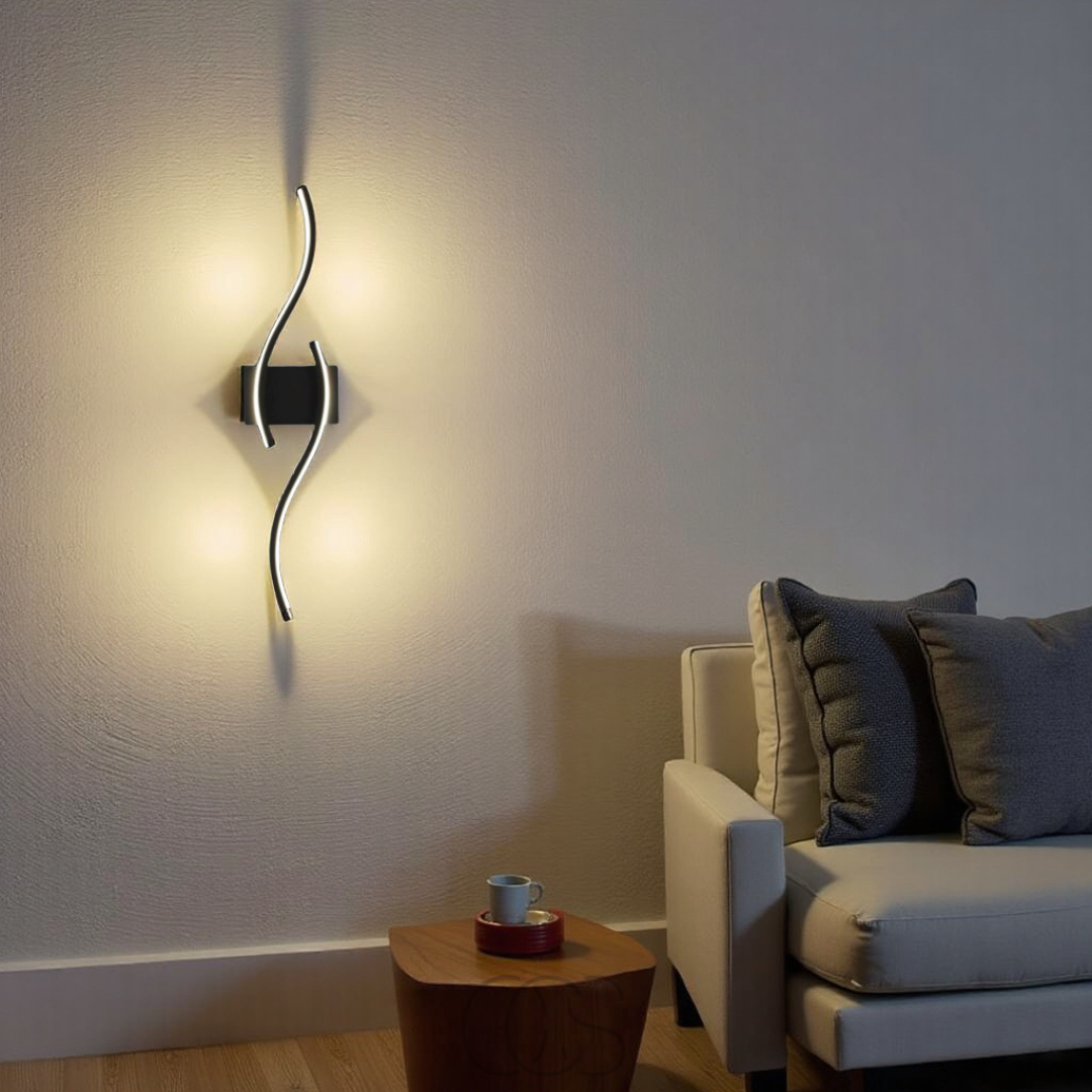 Lisslune | Minimalist Black LED Wall Lamp – Modern Remote-Controlled Ambient Light