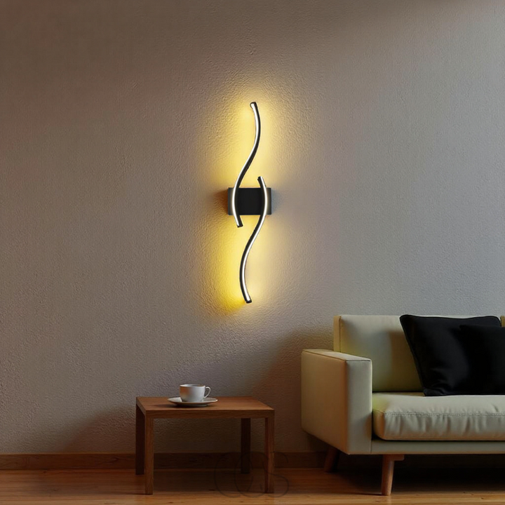 Lisslune | Minimalist Black LED Wall Lamp – Modern Remote-Controlled Ambient Light