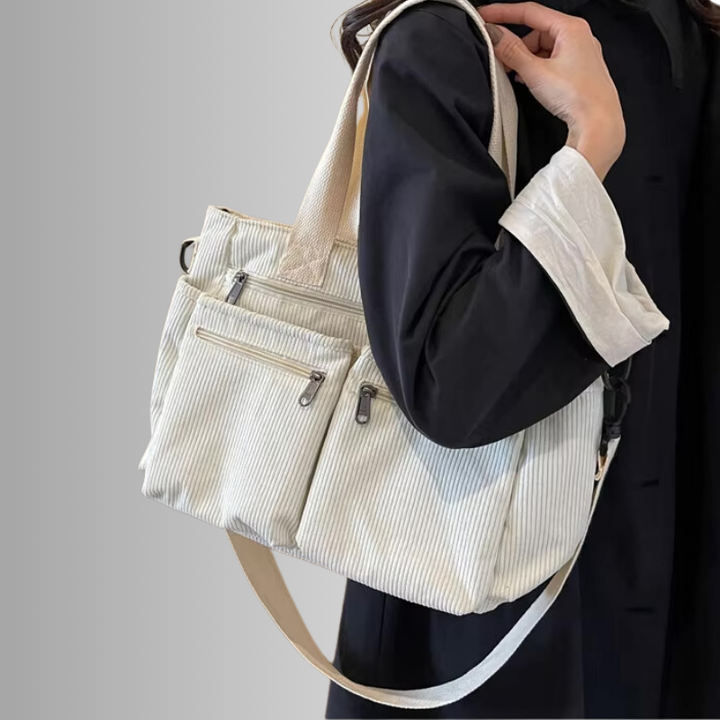 Lisslune | Urban Cord Tote Stylish Corduroy Shoulder Bag – Spacious, Lightweight & Functional Everyday Tote