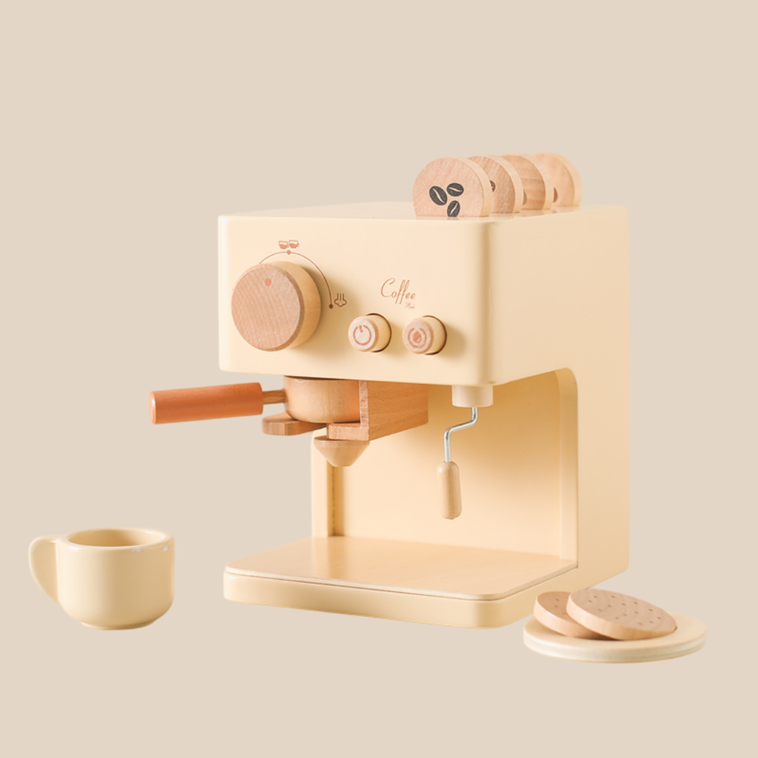 Lisslune | Little Barista Wooden Coffee Machine – Educational Pretend Play Toy | for Kids Age 1+