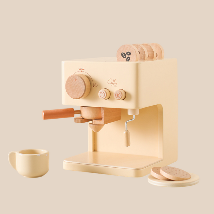 Lisslune | Little Barista Wooden Coffee Machine – Educational Pretend Play Toy | for Kids Age 1+