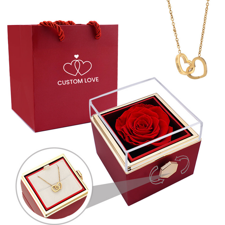 Lisslune | Lunavia Jewelry Box with Eternal Rose and Heart Necklace – 14k White Gold & 18k Gold Finish