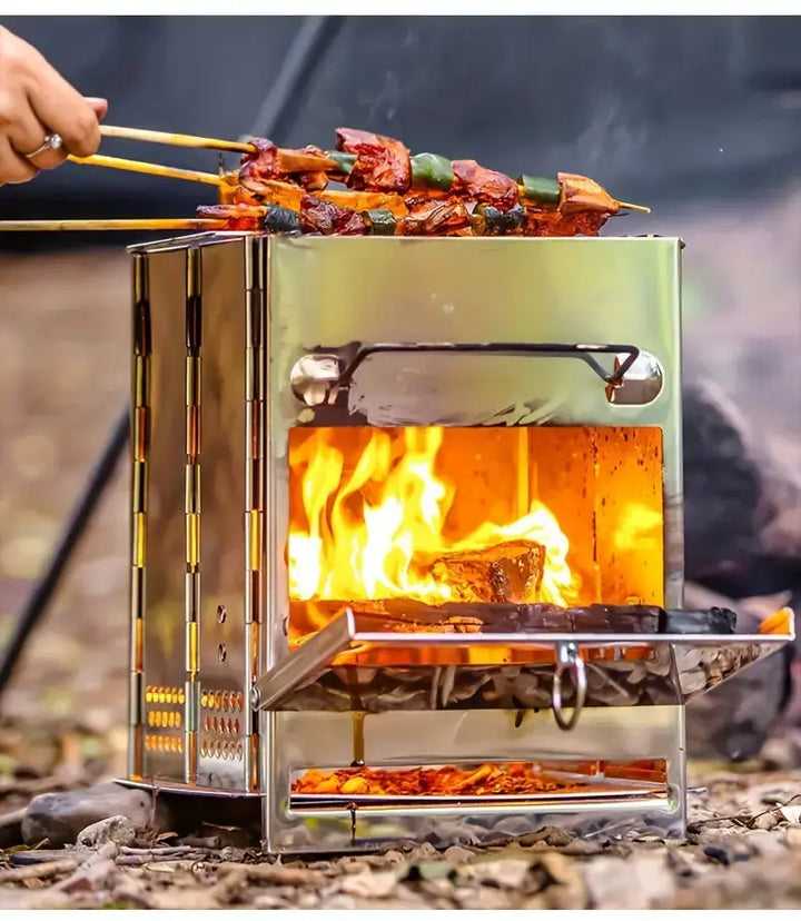 Lisslune | Foldable stainless steel wood stove – Portable camping cooker for outdoor cooking