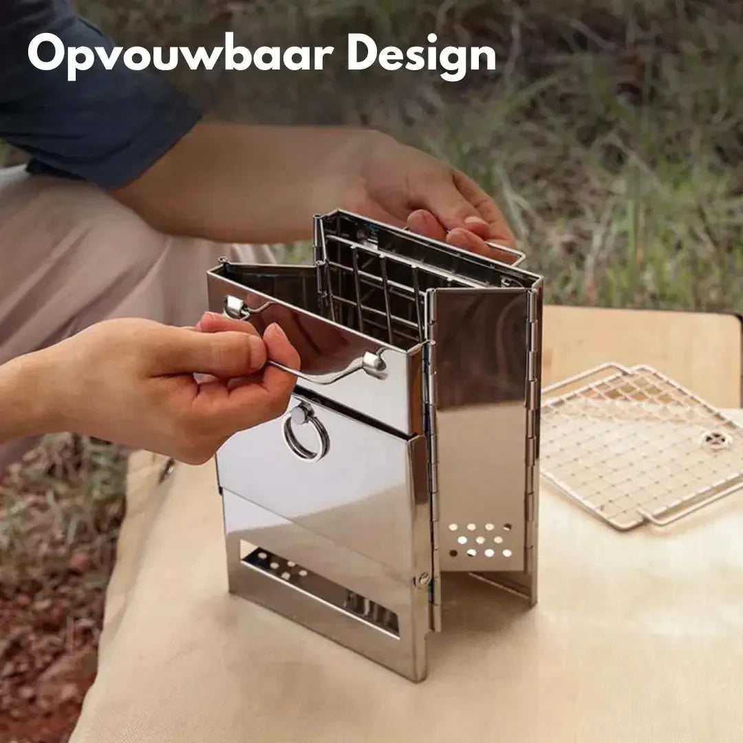 Lisslune | Foldable stainless steel wood stove – Portable camping cooker for outdoor cooking