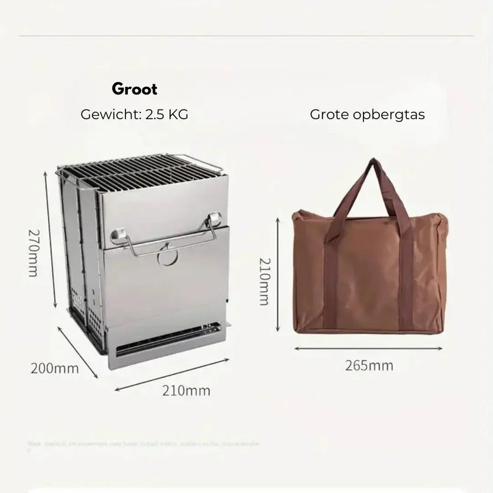 Lisslune | Foldable stainless steel wood stove – Portable camping cooker for outdoor cooking