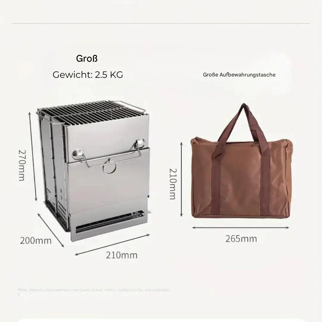 Lisslune | FirePower Compact – Foldable Stainless Steel Wood Stove for Outdoor Activities