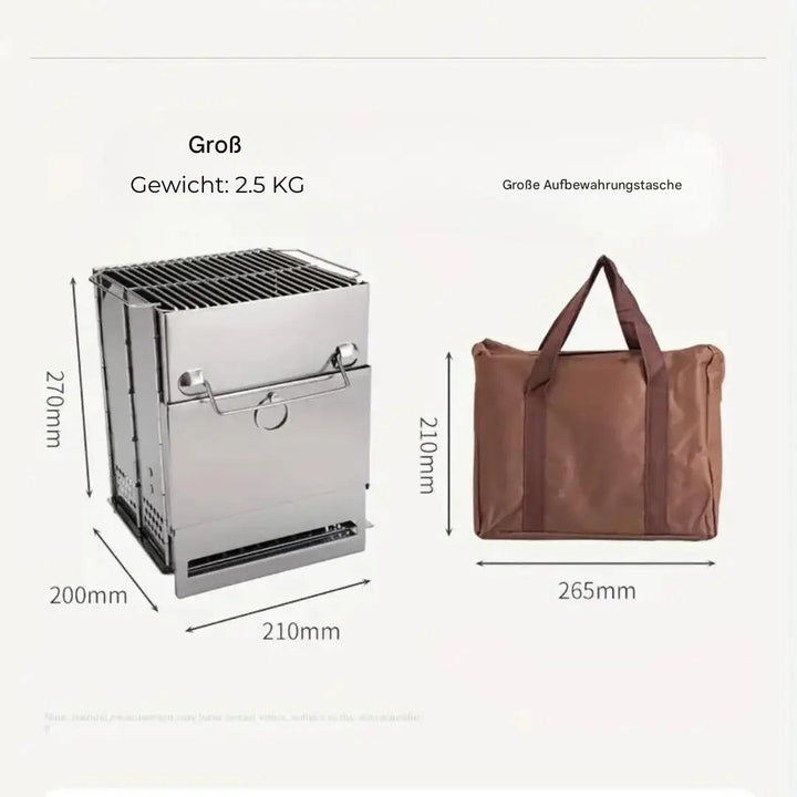 Lisslune | FirePower Compact – Foldable Stainless Steel Wood Stove for Outdoor Activities