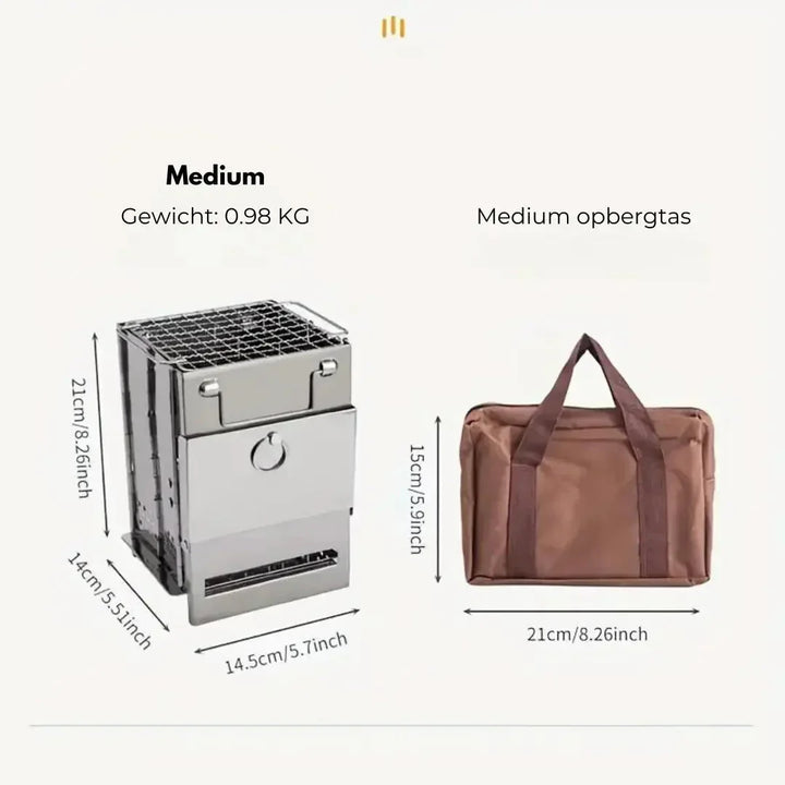 Lisslune | Foldable stainless steel wood stove – Portable camping cooker for outdoor cooking