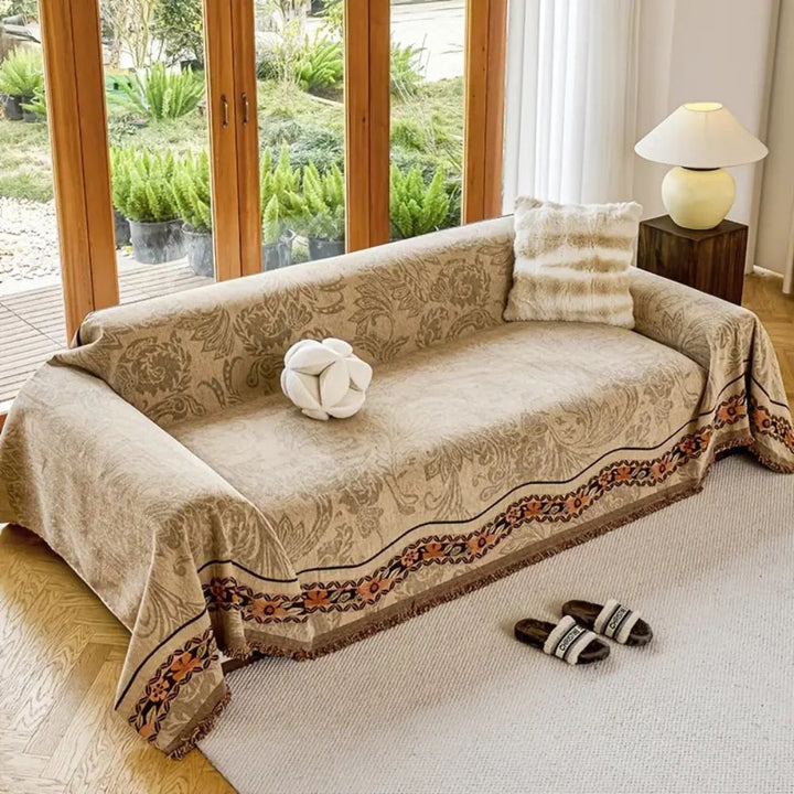 Lisslune | Floral Tasseled Boho Sofa Cover
