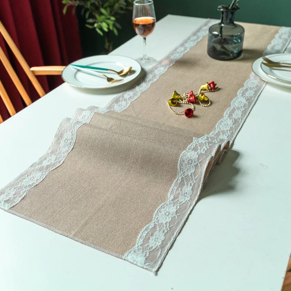 Lisslune | Ornate Blossom Lace Edge Table Runner