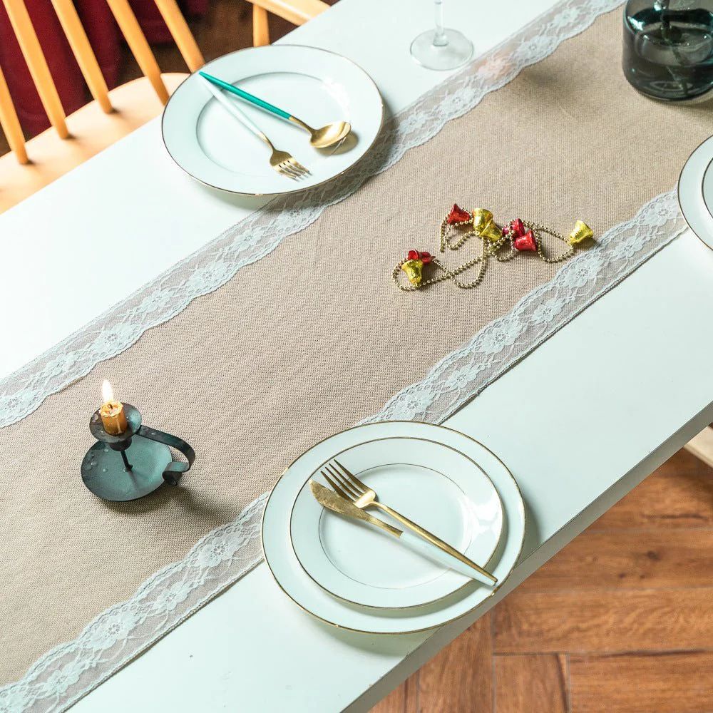 Lisslune | Ornate Blossom Lace Edge Table Runner